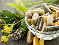 bowl of natural supplements