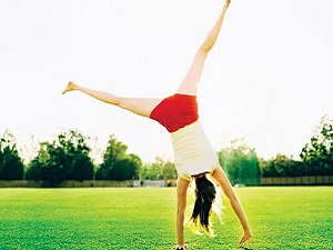 woman playing outdoors